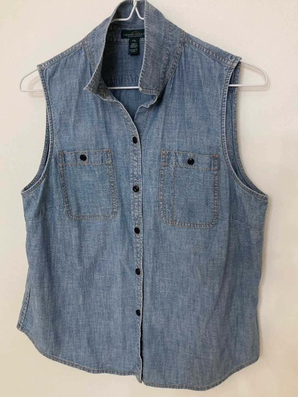 Lauren Ralph Lauren Women's Sleeveless Denim Button Down Shirt
